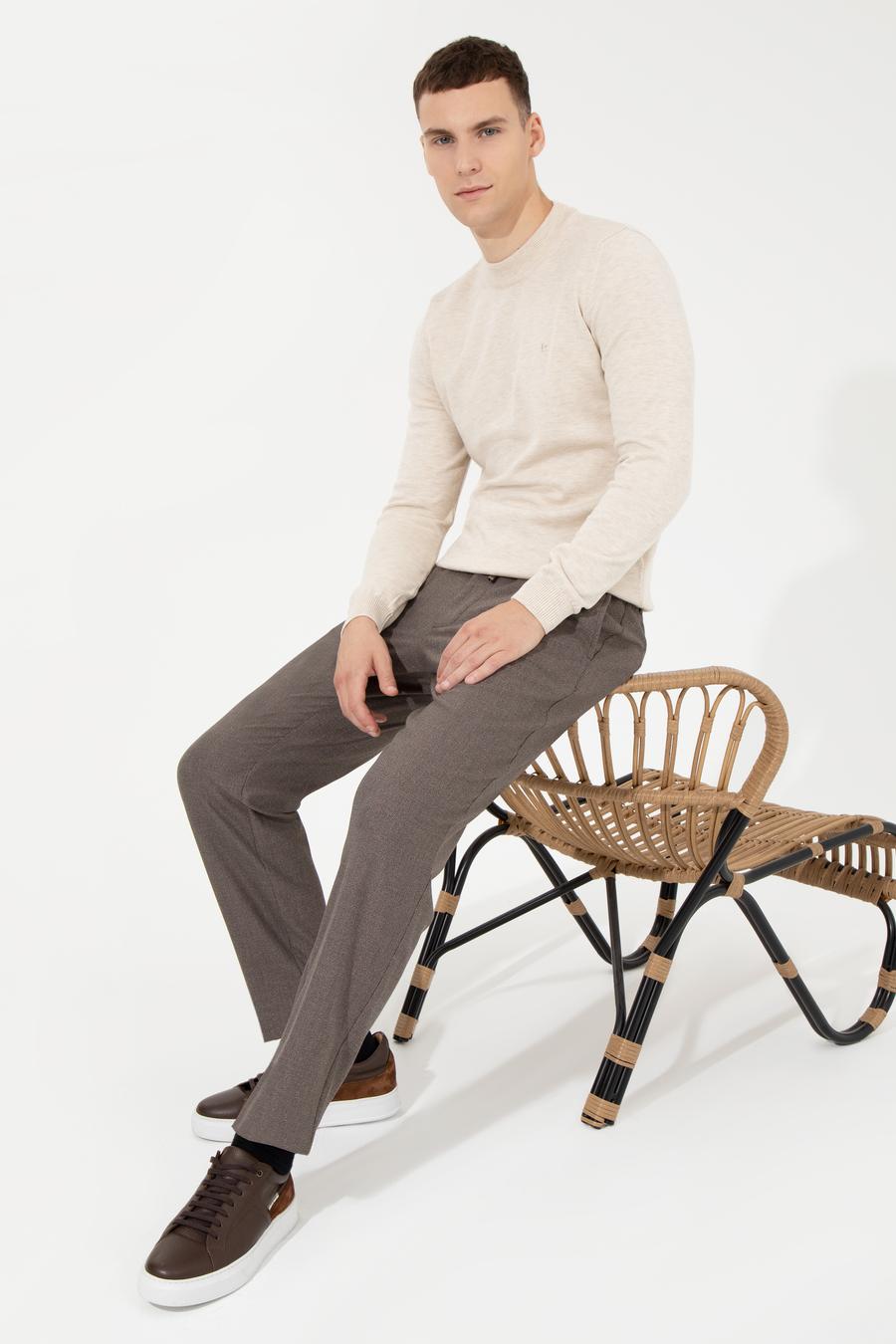 Krem Slim Fit Basic Triko Kazak_3