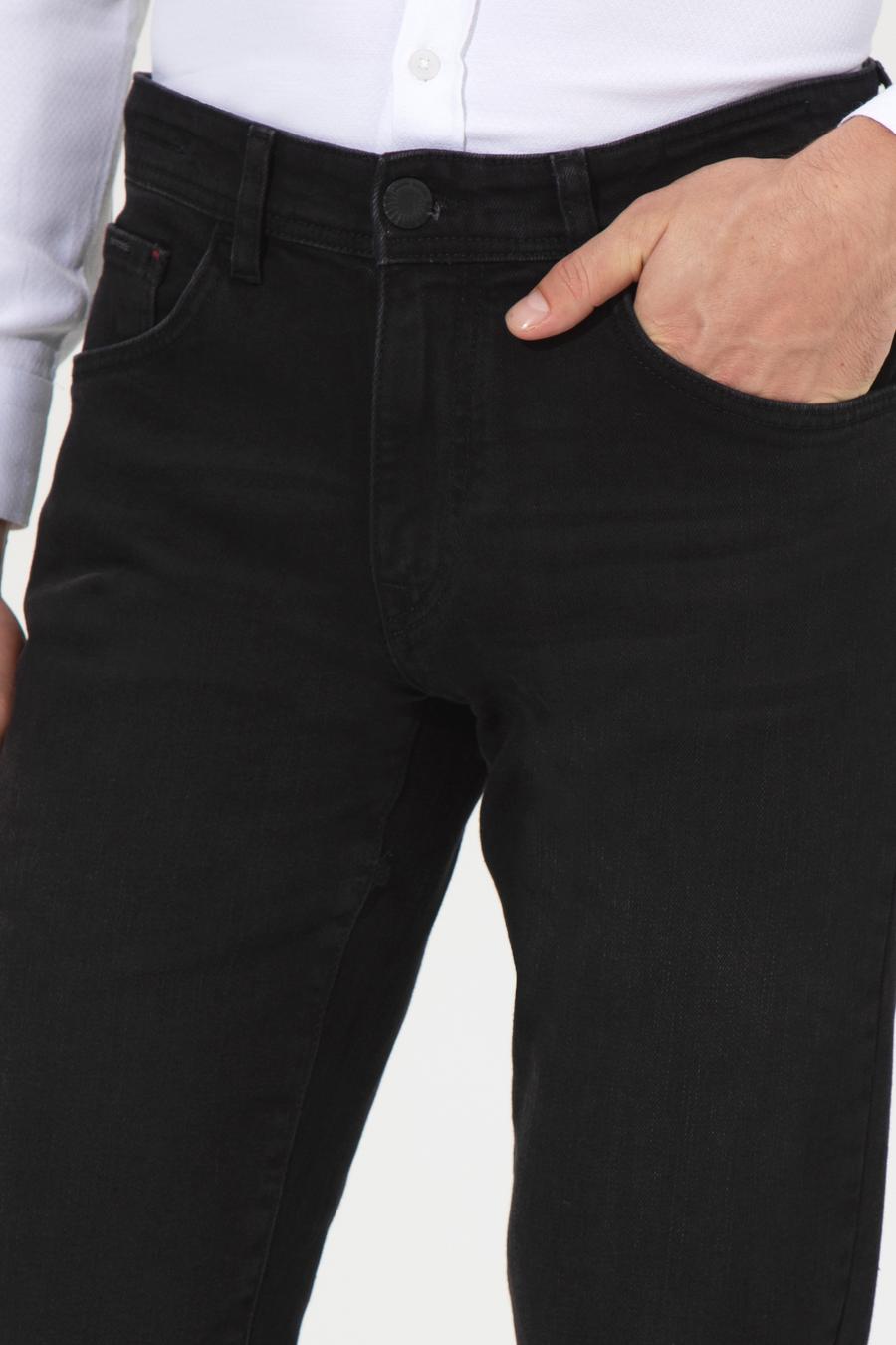 Siyah Straight Denim Pantolon_5