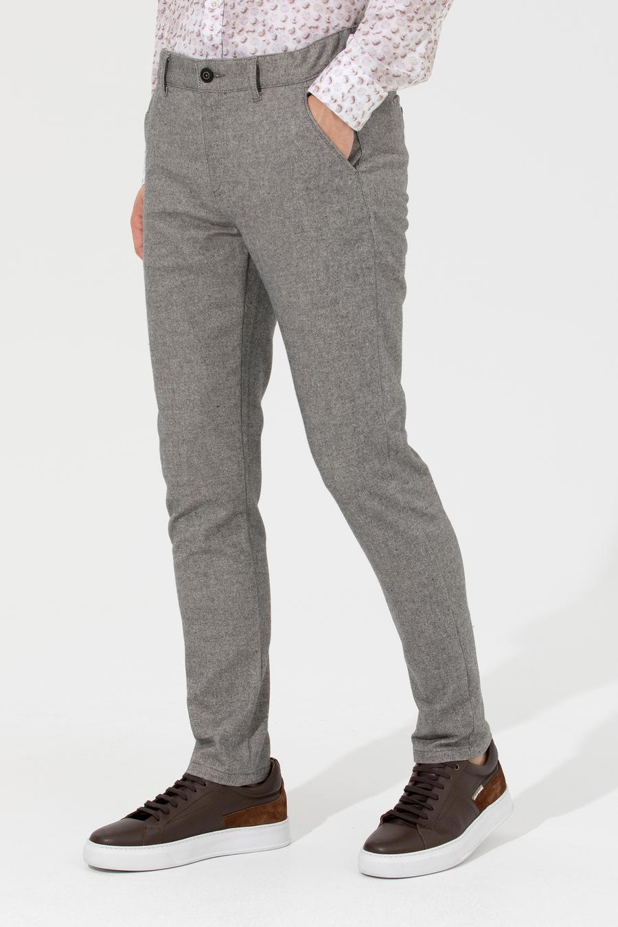 Gri Slim Fit Chino Pantolon_1