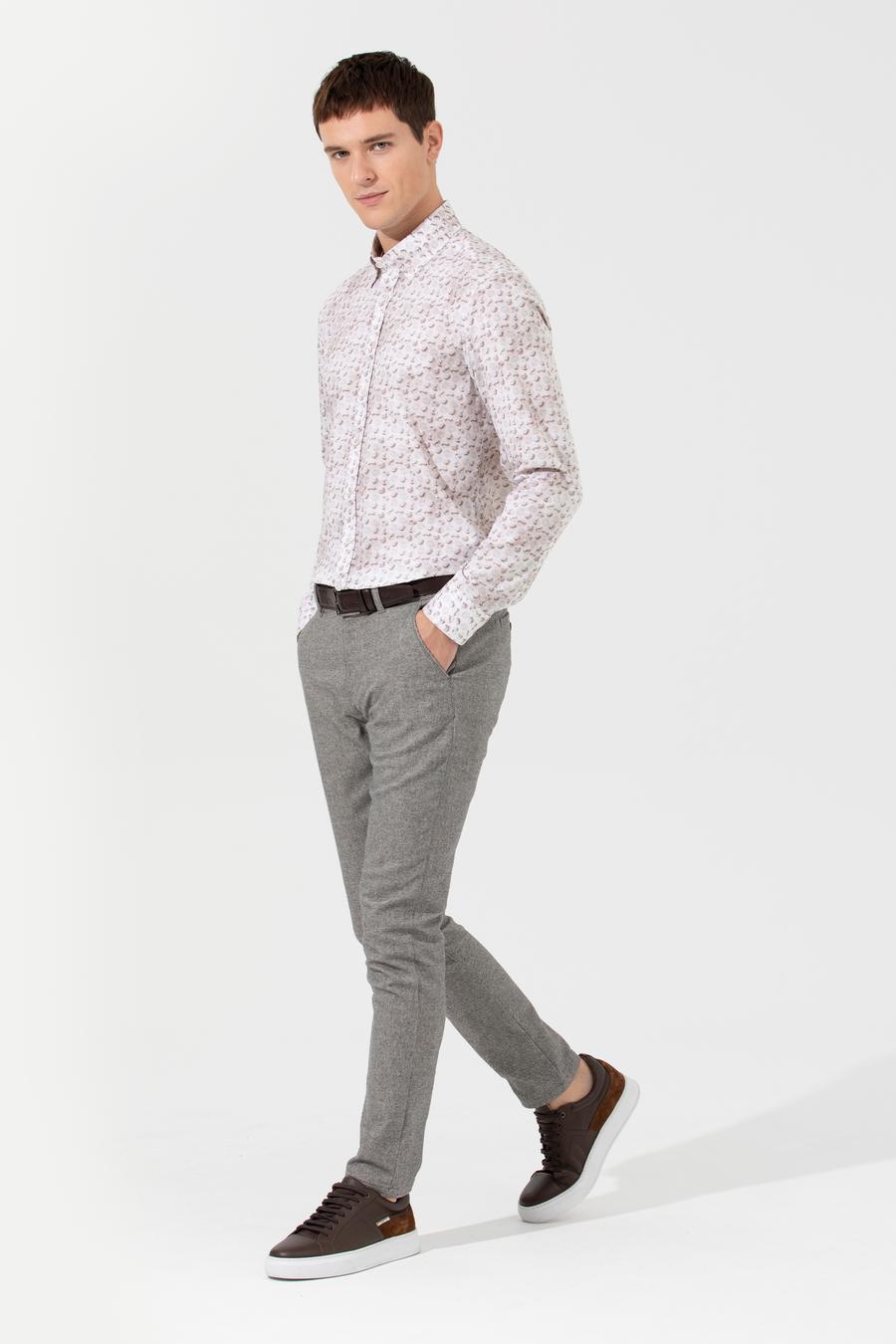 Gri Slim Fit Chino Pantolon_2