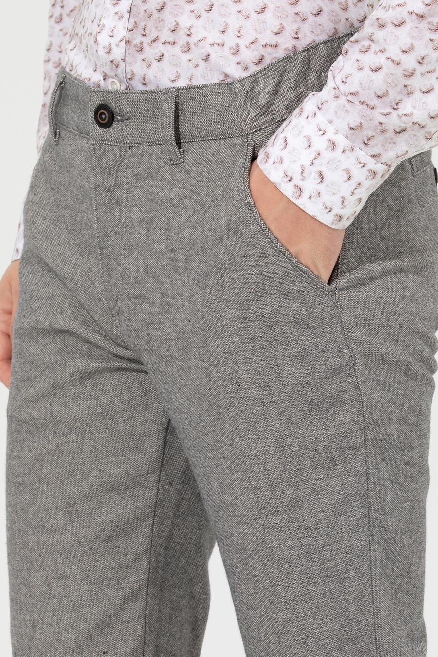 Gri Slim Fit Chino Pantolon_5