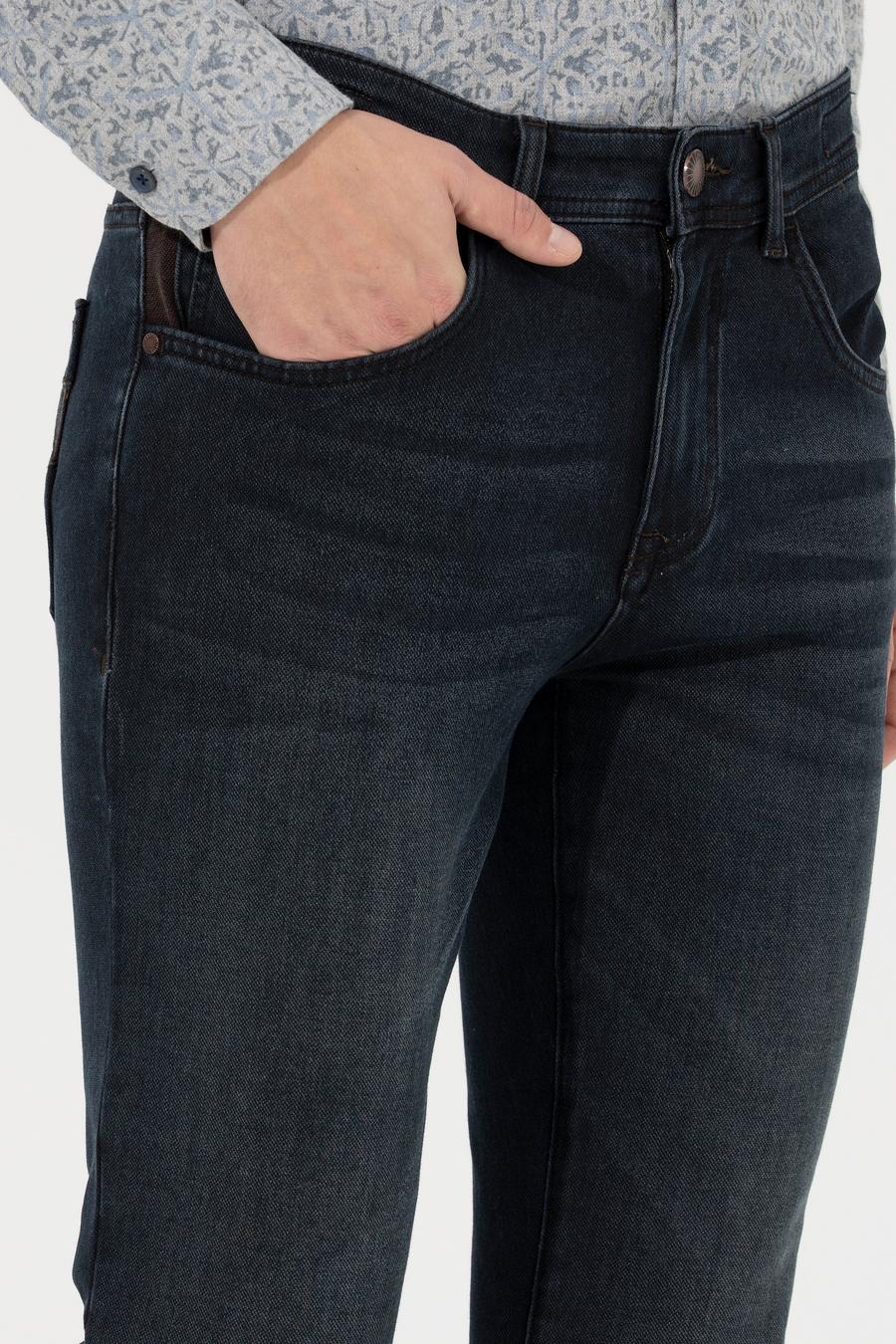 Lacivert Slim Fit Denim Pantolon_4