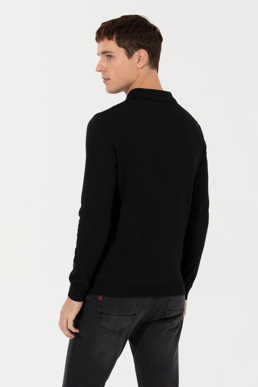 Siyah Slim Fit Triko Kazak_4