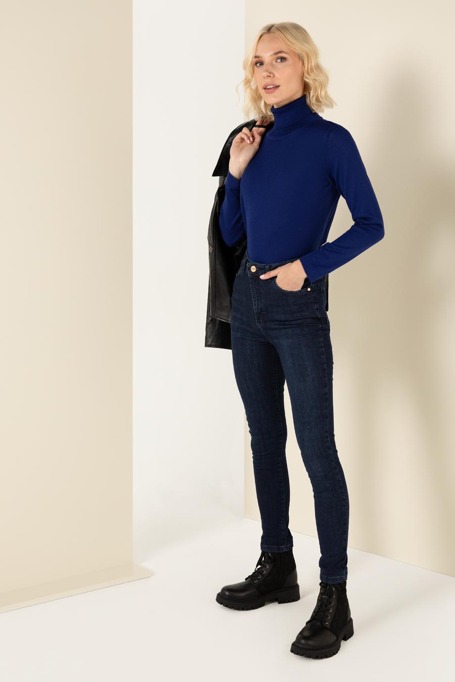 İndigo Skinny High Waist  Denim Pantolon