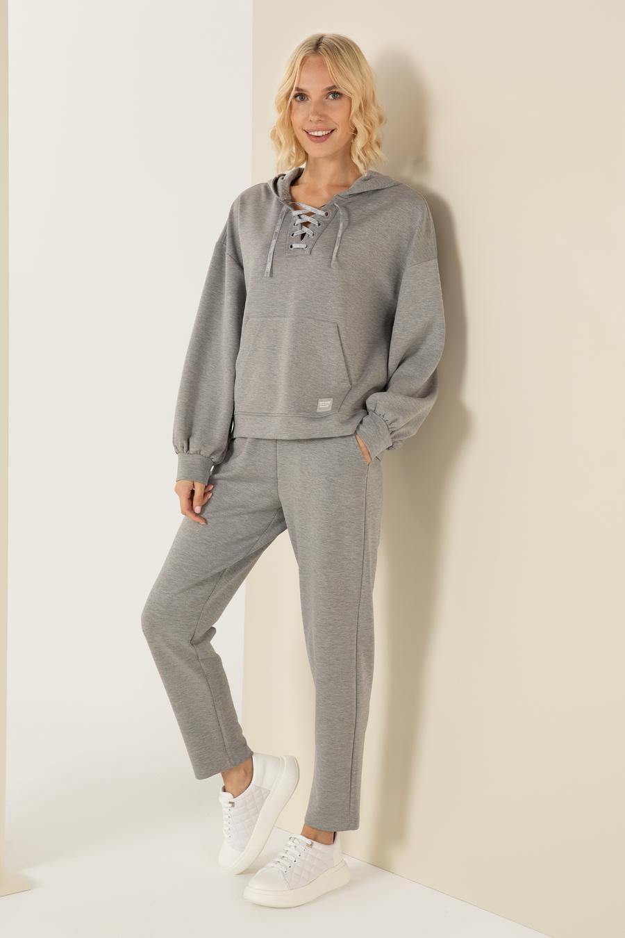 Gri Melanj Regular Fit Eşofman Altı_2