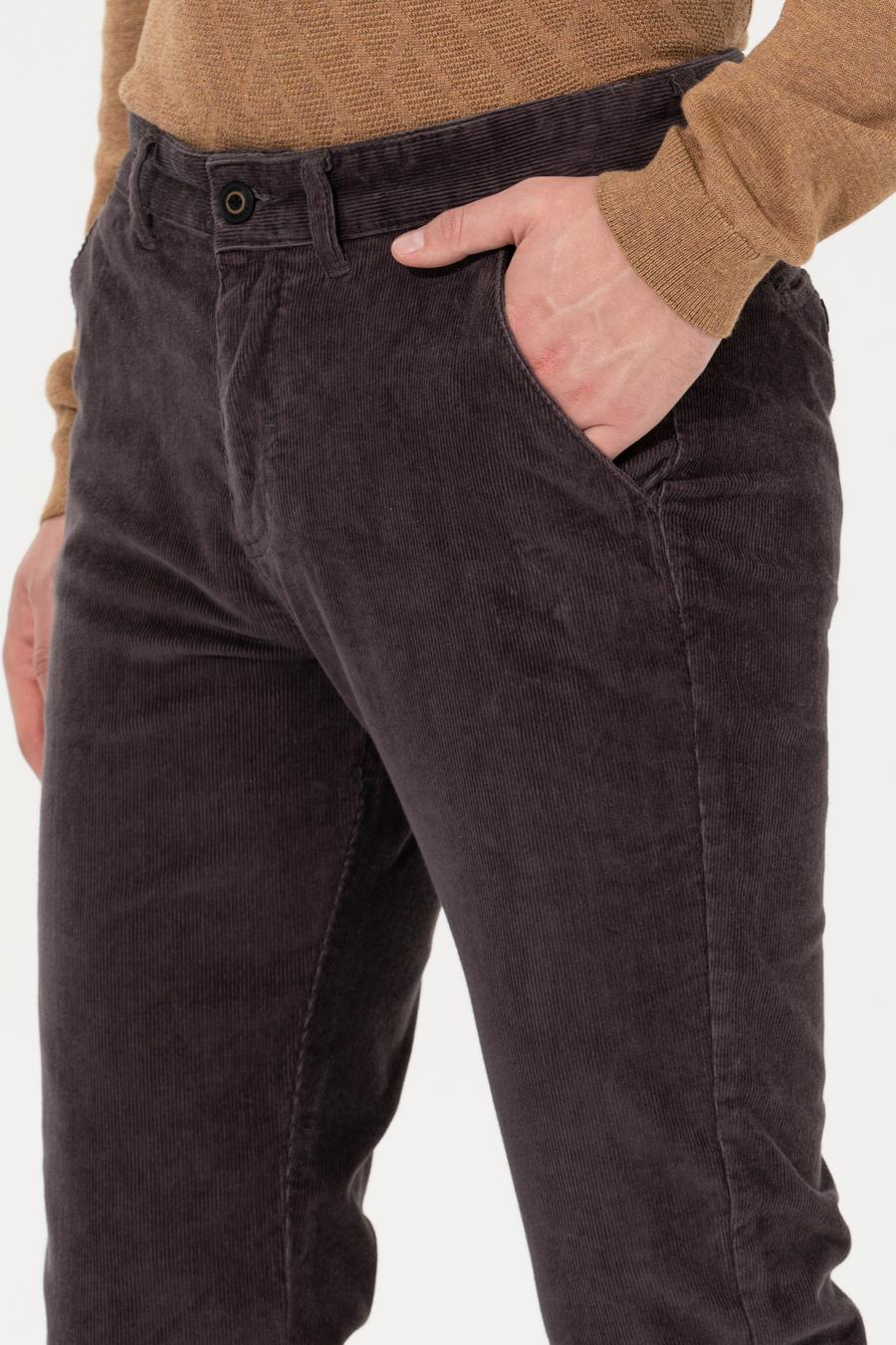 Koyu Gri Slim Fit Chino Pantolon_4