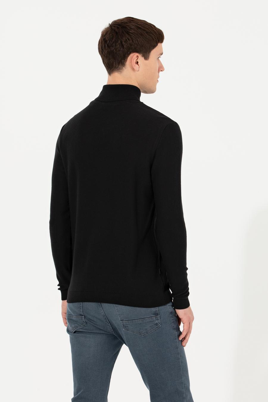 Siyah Slim Fit Triko Kazak_4