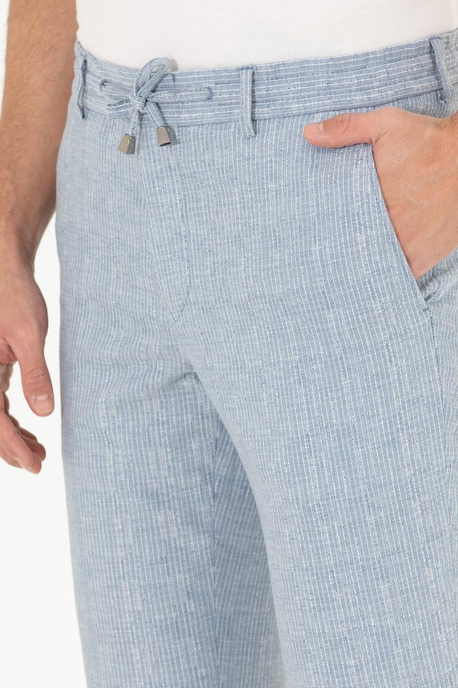 Açık Mavi Slim Fit Kumaş Pantolon_4