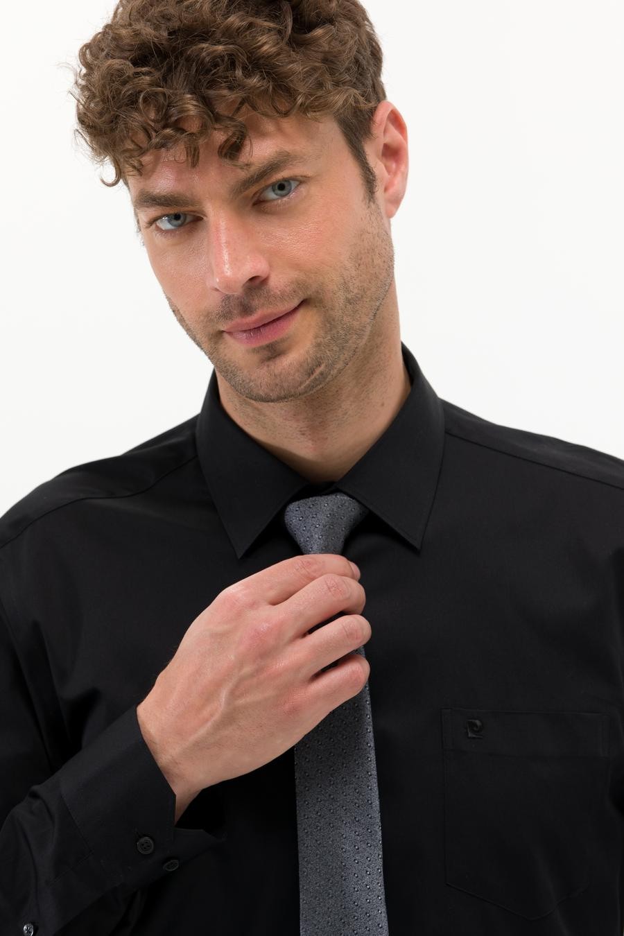 Siyah Regular Fit Basic Gömlek Uzun Kol